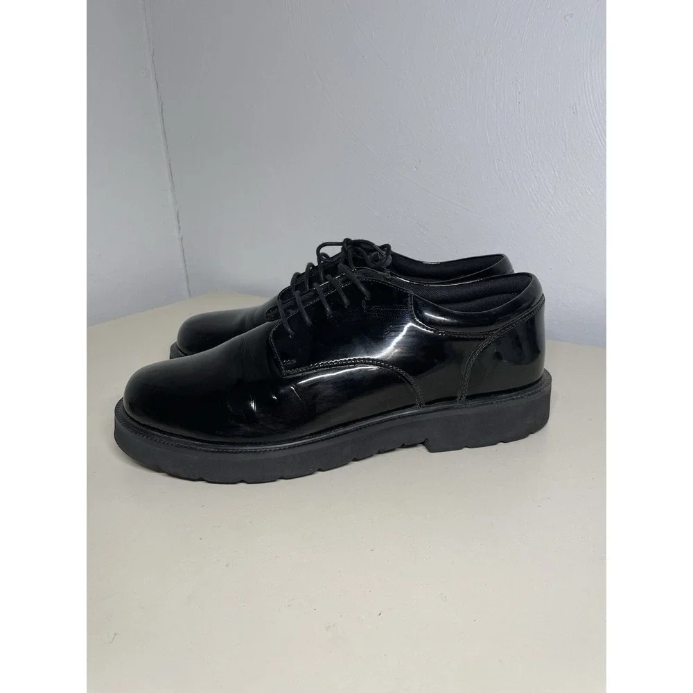 MEN'S BATES E22141 HIGH GLOSS DUTY OXFORD DUTY SHOES BLACK 9 M